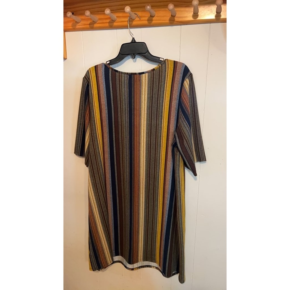 Tacera Multicolor Striped Dress, Size 2X - Picture 3 of 3